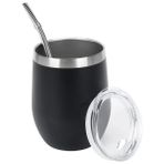Wangchuang Siyah Çift Duvar Paslanmaz Yerba Kabak Mate Çay Seti Su Mate Çay Kapaklı Bardak Kaşık Saman Bombilla Kafa Filtre Fırçası (Yurt Dışından) - Renkli
