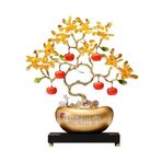 WANGHAI-666 Para ağacı şans ağacı kristal kaide süslü, külçeli, ev dekorasyonu, el sanatları Feng Shui Decor Tree (altın)