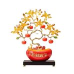 WANGHAI-666 Para ağacı şans ağacı kristal kaide süslü, külçeli, ev dekorasyonu, el sanatları Feng Shui Decor Tree (turuncu)