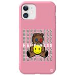 WANNA PROTECT iPhone 11 ile Uyumlu Pembe Silikon Kılıf, Ayıcık Desenli, Premium Kadifeli İç happiness_173