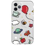 WANNA PROTECT iPhone 11 Pro Max ile Uyumlu Arı Balon Tasarımlı Şeffaf Silikon Telefon Kılıfı