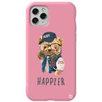 WANNA PROTECT iPhone 11 Pro Max ile Uyumlu Pembe Renkli, Ayıcık Desenli, Premium Silikon Telefon Kılıfı ayicik4_174