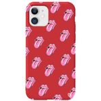 WANNA PROTECT iPhone 12 ile Uyumlu Kırmızı Renkli Lips Dudak Desenli Silikon Telefon Kılıfı lips2_175