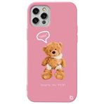 WANNA PROTECT iPhone 12 Pro Max ile Uyumlu Pembe Renkli, Ayıcık Desenli, Premium Silikon Telefon Kılıfı ayicik2_176
