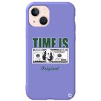 WANNA PROTECT iPhone 13 ile Uyumlu Lila Premium İçi Kadife Money Desenli Silikon Telefon Kılıfı money_195