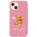 WANNA PROTECT iPhone 13 ile Uyumlu Pembe Renkli, Premium İçi Kadifeli Ayıcık Desenli Silikon Telefon Kılıfı ayicik3_195