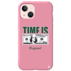 WANNA PROTECT iPhone 14 ile Uyumlu Pembe Premium Silikon Telefon Kılıfı, İçi Kadife, Money Desenli money_198