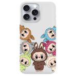 WANNA PROTECT iPhone 16 Pro Max ile Uyumlu Beyaz Labubu Desenli Silikon Telefon Kılıfı, Kadife İç, Beyaz lansmankilif_245