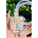 WANNA PROTECT iPhone 20W Uyumlu Şarj Kablosu Koruyucu, Adaptör Koruyucu, Kablo Spirali, 5'li Set, Rich Ayıcık Nice KabloKoruyucu3lüSet
