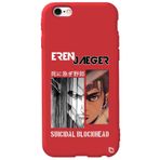 WANNA PROTECT iPhone 6 Plus ile Uyumlu Eren Jaeger Attack On Titan Desenli Silikon Kılıf, Kırmızı, Premium İçi Kadife attackontitan9_167