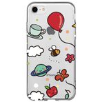 WANNA PROTECT iPhone 7 ile Uyumlu Arı Balon Tasarımlı Desenli Şeffaf Silikon Telefon Kılıfı