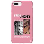 WANNA PROTECT iPhone 7 Plus ile Uyumlu Attack On Titan Eren Desenli Silikon Kılıf, Pembe, İçi Kadife attackontitan9_170