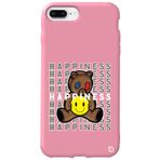 WANNA PROTECT iPhone 7 Plus ile Uyumlu Pembe Silikon Kılıf, Ayıcık Desenli, Premium Kadifeli İç happiness_170