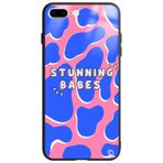WANNA PROTECT iPhone 7 Plus ile Uyumlu Stunning Babes Premium Desenli Glossy Telefon Kılıfı, Mavi-Pembe stunningbabesglossy_170