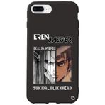 WANNA PROTECT iPhone 8 Plus ile Uyumlu Attack On Titan Eren Desenli Silikon Telefon Kılıfı, Siyah, Premium İçi Kadife attackontitan9_171