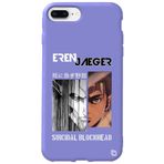 WANNA PROTECT iPhone 8 Plus ile Uyumlu Eren Jaeger Attack On Titan Desenli Silikon Kılıf, Lila attackontitan9_171