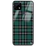 WANNA PROTECT Oppo Realme C21 ile Uyumlu Ekose Premium Desenli Glossy Telefon Kılıfı, Koyu Yeşil