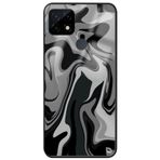 WANNA PROTECT Oppo Realme C21 ile Uyumlu Girdap Premium Desenli Glossy Telefon Kılıfı, Siyah