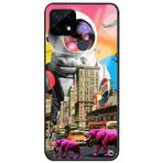 WANNA PROTECT Oppo Realme C21 ile Uyumlu Kolaj Premium Desenli Glossy Telefon Kılıfı, Beyaz Astronot