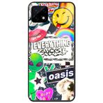 WANNA PROTECT Oppo Realme C21 ile Uyumlu Kolaj Premium Desenli Glossy Telefon Kılıfı, Çok Renkli