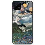 WANNA PROTECT Oppo Realme C21 ile Uyumlu Kolaj Premium Desenli Glossy Telefon Kılıfı, Siyah Uzay