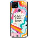 WANNA PROTECT Oppo Realme C21 ile Uyumlu Manifest Your Vision Premium Desenli Glossy Telefon Kılıfı, Çok Renkli