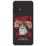 WANNA PROTECT Samsung A32 ile Uyumlu Siyah Silikon Telefon Kılıfı, Make Money Desenli, İçi Kadife lansmankilif_178
