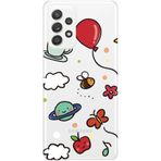 WANNA PROTECT Samsung A52 ile Uyumlu Arı Balon Tasarımlı Desenli Şeffaf Silikon Telefon Kılıfı