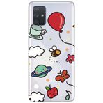 WANNA PROTECT Samsung A71 ile Uyumlu Arı Balon Tasarımlı Desenli Şeffaf Silikon Telefon Kılıfı