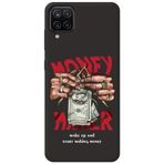 WANNA PROTECT Samsung Galaxy A12 ile Uyumlu Siyah, Make Money Desenli, İçi Kadife Silikon Telefon Kılıfı lansmankilif_190