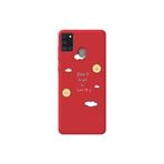 WANNA PROTECT Samsung Galaxy A21s ile Uyumlu Kırmızı Renk, Don't Forget To Smile Desenli, İçi Kadife Silikon Telefon Kılıfı GulumsemeyiUnutma_054