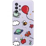 WANNA PROTECT Samsung Galaxy A32 ile Uyumlu Arı Balon Tasarımlı Desenli Şeffaf Silikon Telefon Kılıfı