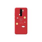 WANNA PROTECT Xiaomi Redmi Note 8 Pro ile Uyumlu Kırmızı Renk Don't Forget To Smile Kadife Desenli Silikon Telefon Kılıfı GulumsemeyiUnutma_062