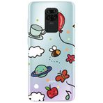 WANNA PROTECT Xiaomi Redmi Note 9 ile Uyumlu Arı Balon Tasarımlı Desenli Şeffaf Silikon Kılıf