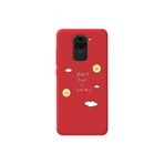 WANNA PROTECT Xiaomi Redmi Note 9 ile Uyumlu Kırmızı Renk Don't Forget To Smile Desenli Silikon Telefon Kılıfı, İçi Kadife GulumsemeyiUnutma_065
