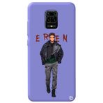 WANNA PROTECT Xiaomi Redmi Note 9s ile Uyumlu Lila Silikon Telefon Kılıfı, Attack On Titan Eren Desenli, Premium İçi Kadife attackontitan12_186