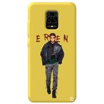 WANNA PROTECT Xiaomi Redmi Note 9s ile Uyumlu, Sarı, Premium İçi Kadife, Attack On Titan Eren Desenli Silikon Telefon Kılıfı attackontitan12_186