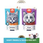 Wanpy Gerçek Tavuk - Ördek Fileto Jerky Strips Yumuşak Kedi Ödül Maması Seti 2X80 gr