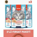 Wanpy Pouch Ton Balık & Karides Yetişkin Kedi Yaş Maması Seti 3x70 gr