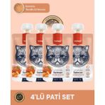 Wanpy Somon & Tavuk & Havuç Kedi Et Ezmesi Kedi Ödül Maması Seti 4x90 gr - 4x90gr