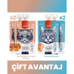 Wanpy Somon - Tavuk - Havuç & Tavuk - Havuç Kedi Et Ezmesi Kedi Ödül Maması Seti 4x90 gr - 4x90gr