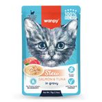 Wanpy Stew Sos İçinde Somonlu ve Ton Balıklı Yavru Konserve Kedi Maması - 1 Adet 70 Gr
