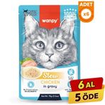 Wanpy Stew Sos İçinde Tavuklu Yetişkin Konserve Kedi Maması - 6 Adet 70 Gr