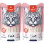 Wanpy Ton Balığı ve Karidesli Destekleyici Krema Kedi Ödül Maması 14gr (25'li) - 2 Paket