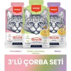 Wanpy Ton Balık- Karides & Tavuk - Bal Kabak - Havuç & Ördek Çorbası Kedi Ödül Maması Seti 3x50gr
