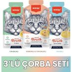 Wanpy Ton Balık & Somon - Ton Balık & Tavuk Çorbası Kedi Ödül Maması Seti 3x50gr - .