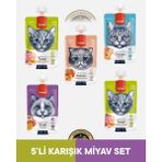 Wanpy Ton Balık - Tavuk - Havuç & Ördek - Bal Kabak & Somon - Tavuk - Havuç & Tavuk - Havuç Kedi Et Ezmesi Kedi Ödül Maması Seti 5x90 gr