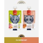 Wanpy Ton Balık - Tavuk - Havuç & Somon - Tavuk - Havuç Kedi Et Ezmesi Kedi Ödül Maması Seti 2x90 gr
