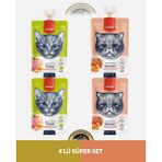 Wanpy Ton Balık - Tavuk - Havuç & Somon - Tavuk - Havuç Kedi Et Ezmesi Kedi Ödül Maması Seti 4x90 gr