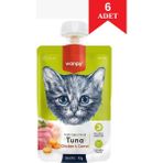 Wanpy Ton Balıklı Tavuk Etli ve Havuçlu Ezme Kedi Ödül Maması 90 gr x 6 Adet - 1